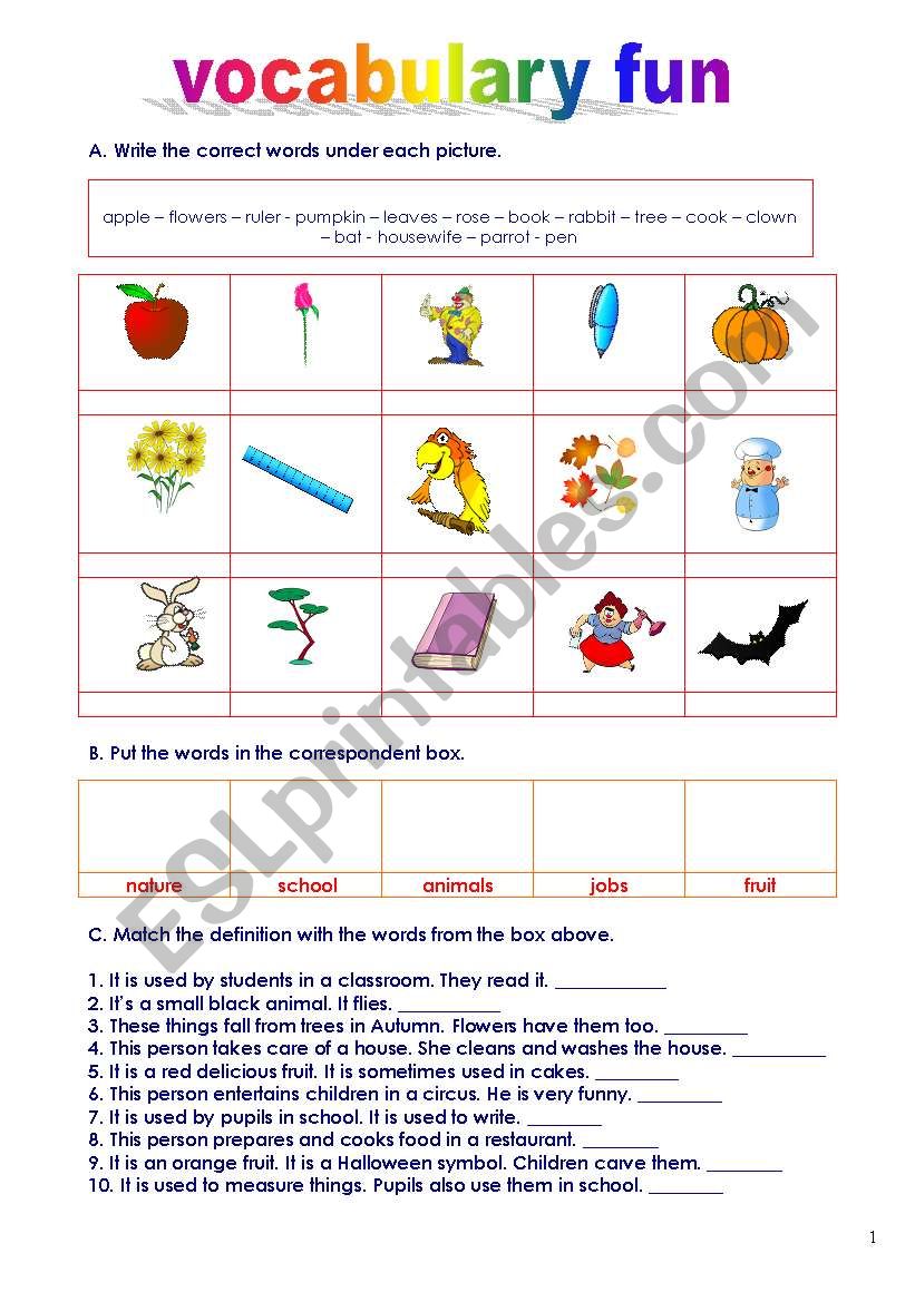 vocabulary fun (19.07.11) worksheet