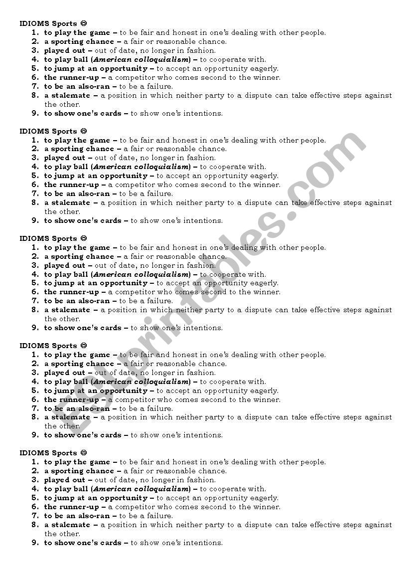 Idioms Sports REUPLOADED worksheet