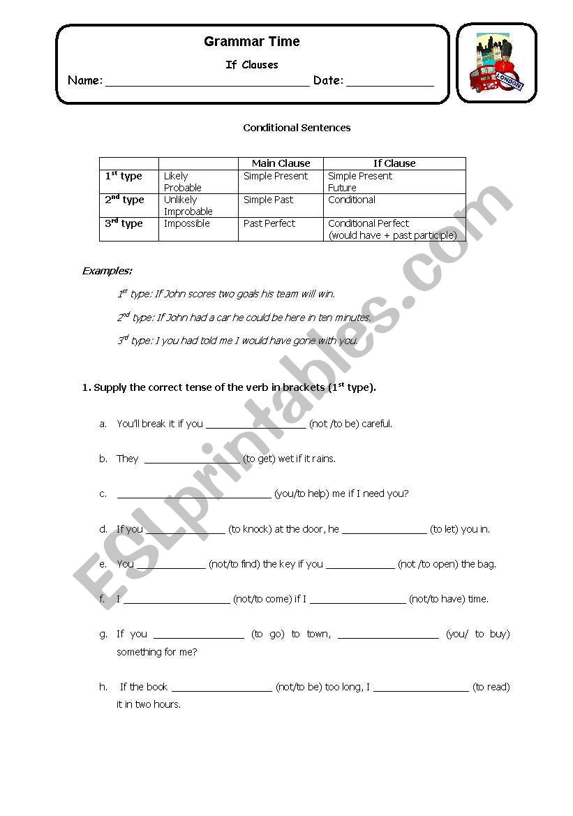 Conditional Sentences worksheet