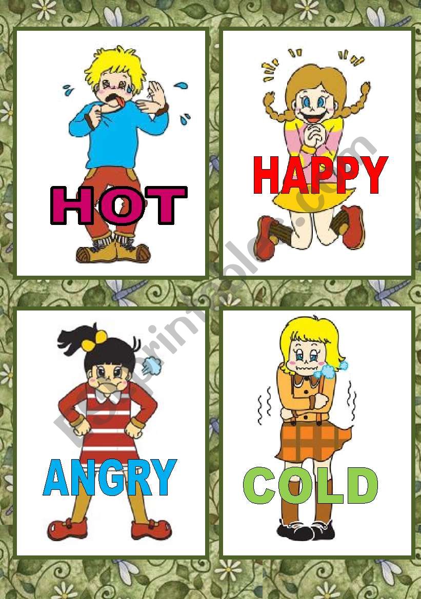 FEELINGS FLASH CARDS;O) worksheet