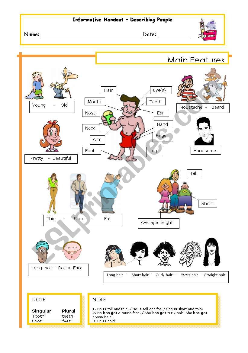 Describing People worksheet