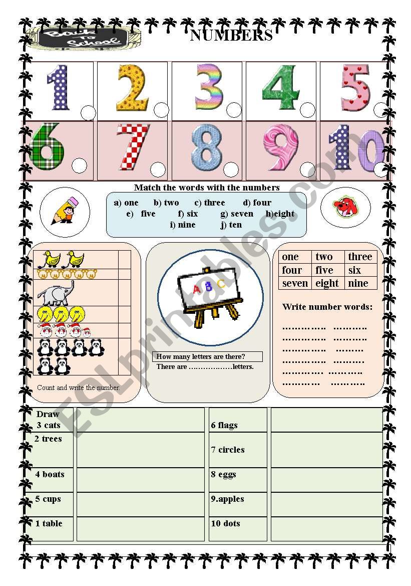 Numbers  worksheet