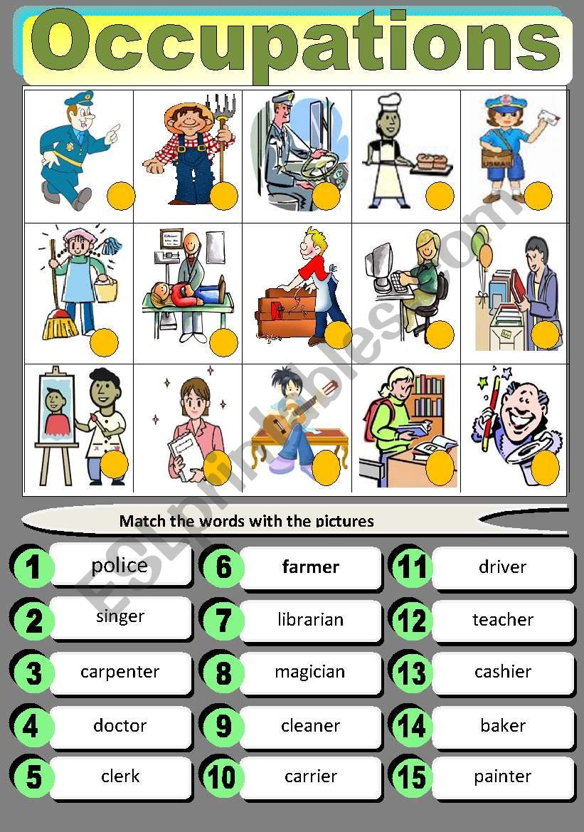 Occupations worksheet