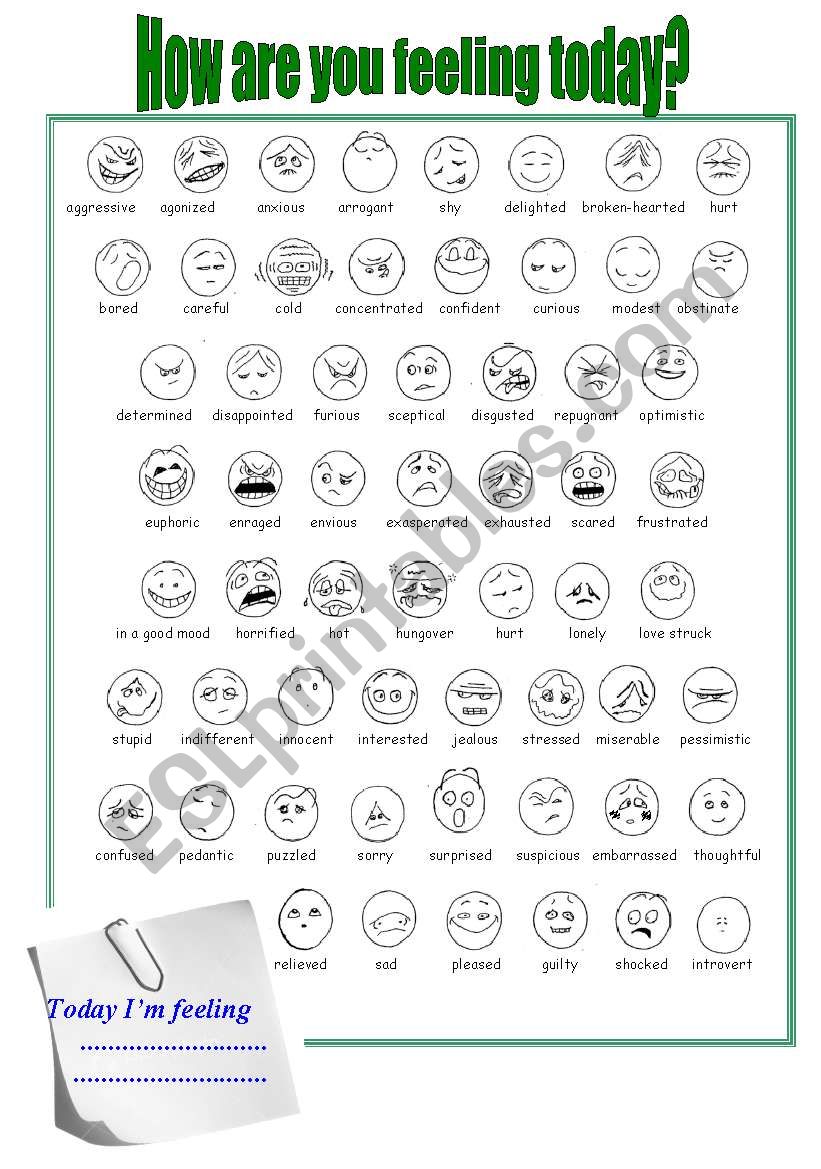 Feeling Words worksheet