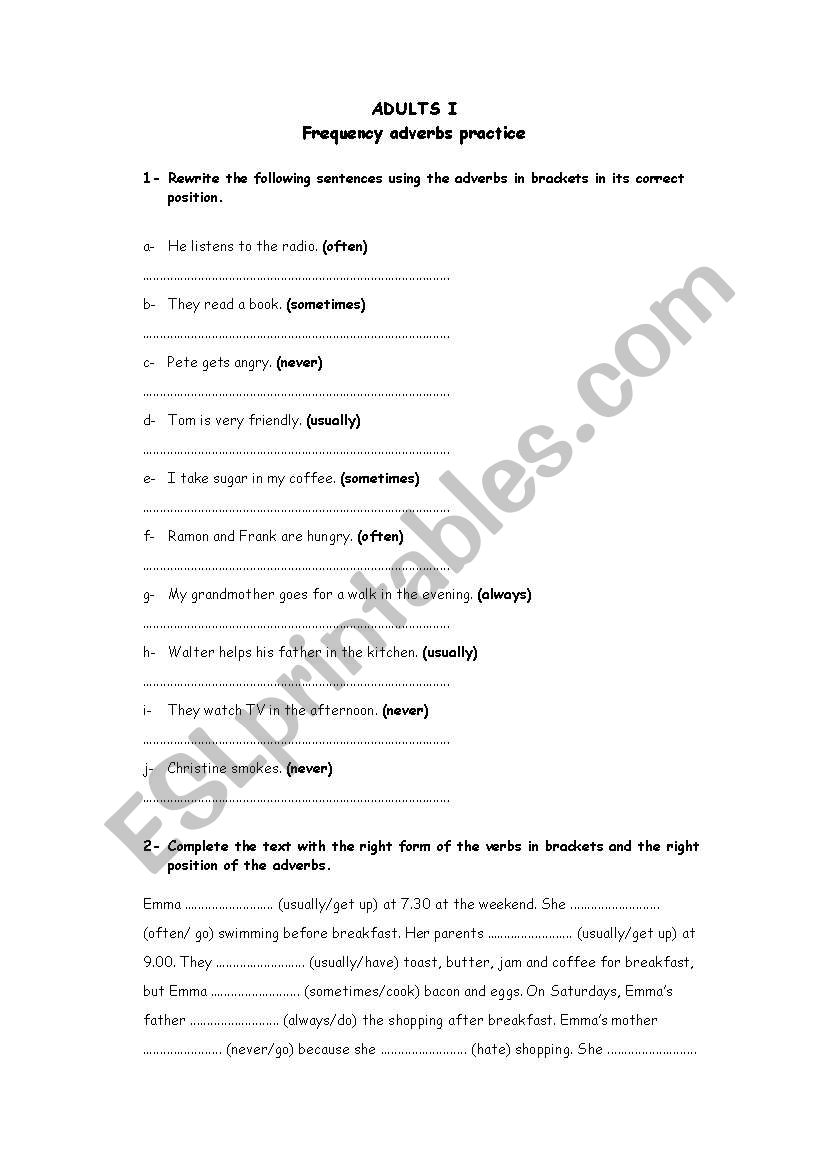 Simple Present and Frequency adverbs