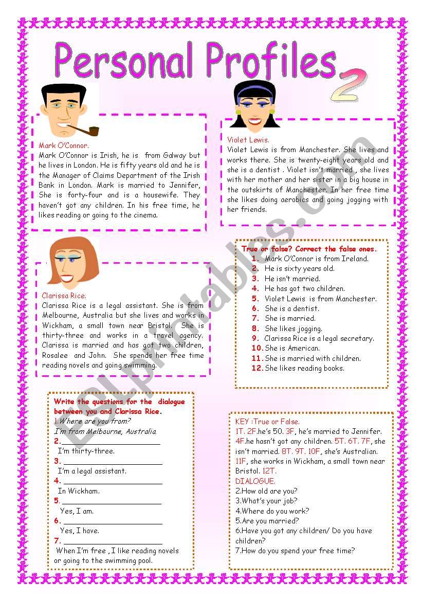 PERSONAL PROFILES 2. worksheet