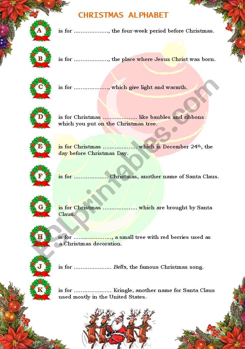 CHRISTMAS ALPHABET! GREAT ACTIVITY!