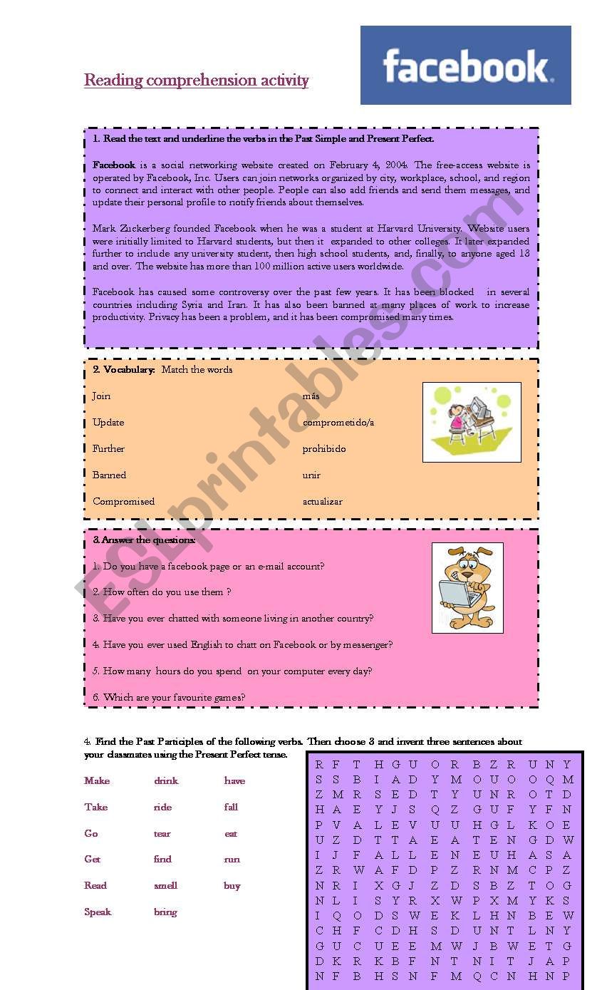 Facebook worksheet