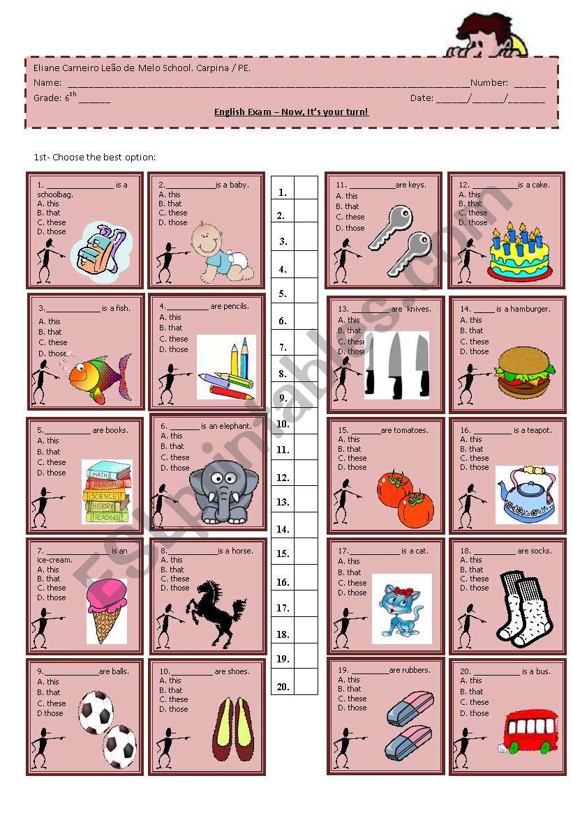 Demonstrative pronouns - multiple choice