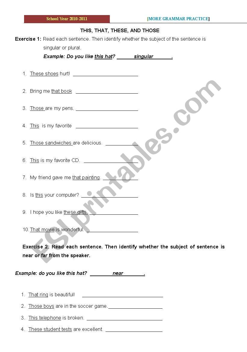 Practice worksheet