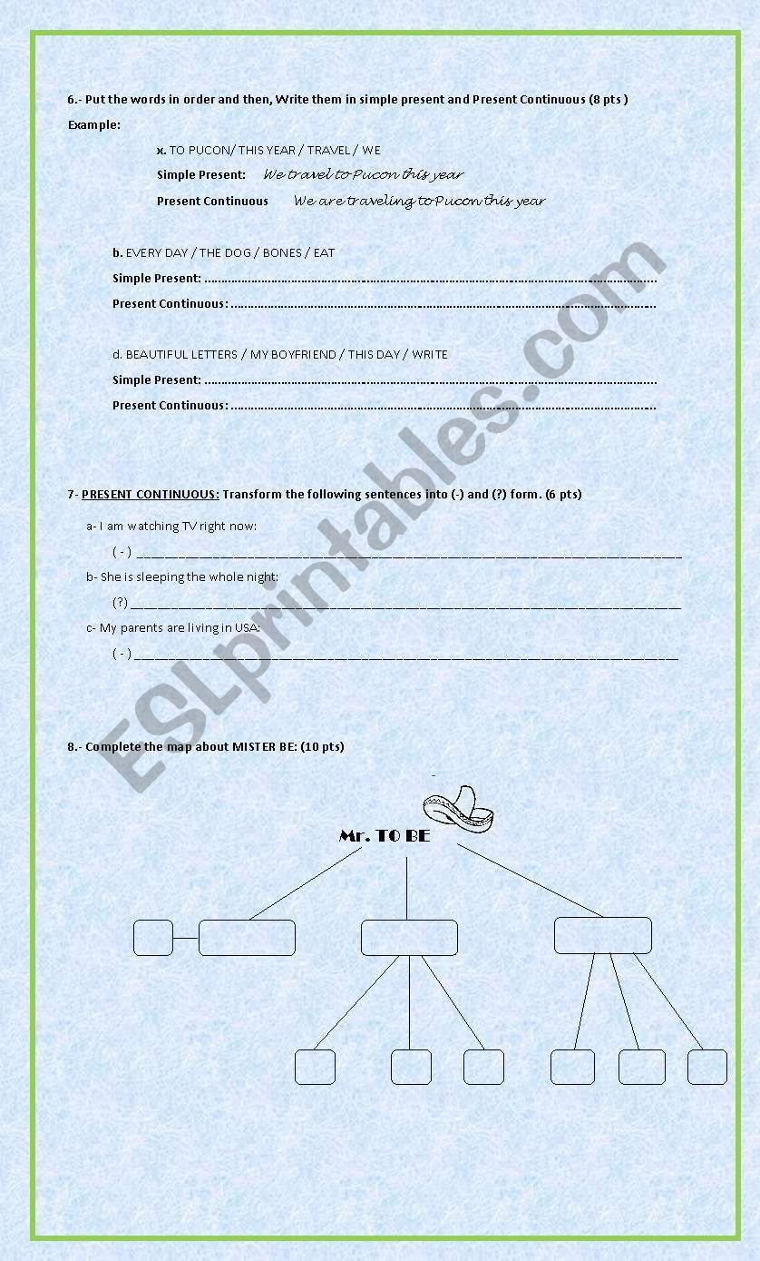 Simple Present - Continuous Test  PART TWO !!