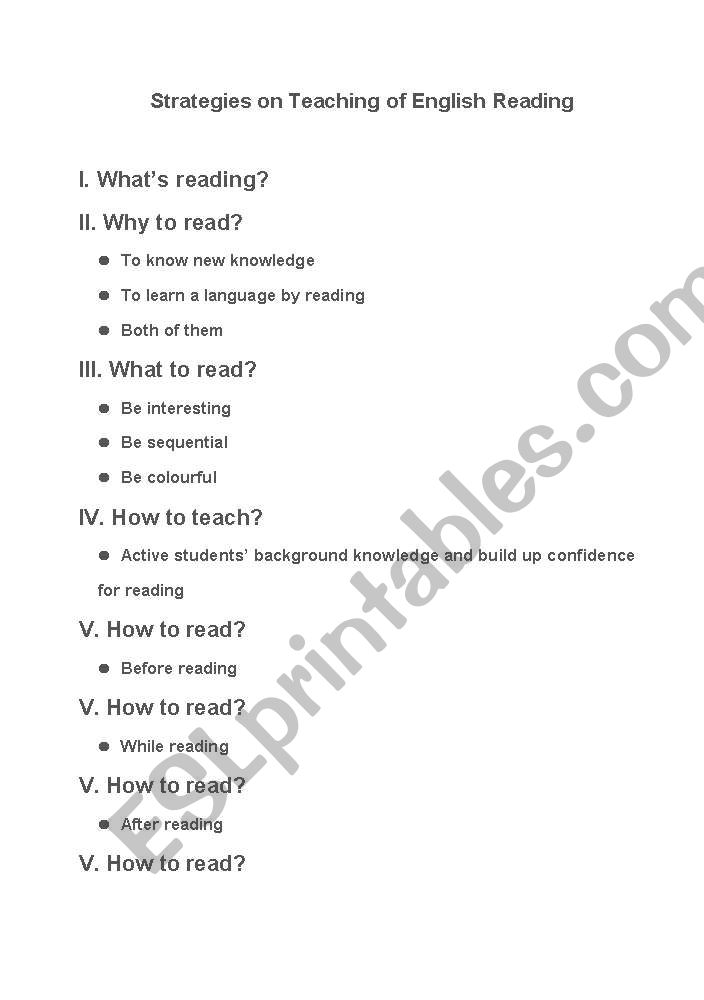 Strategies on Teaching of English Reading