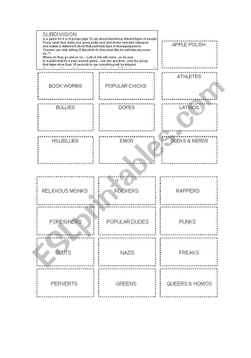 subdivisions worksheet