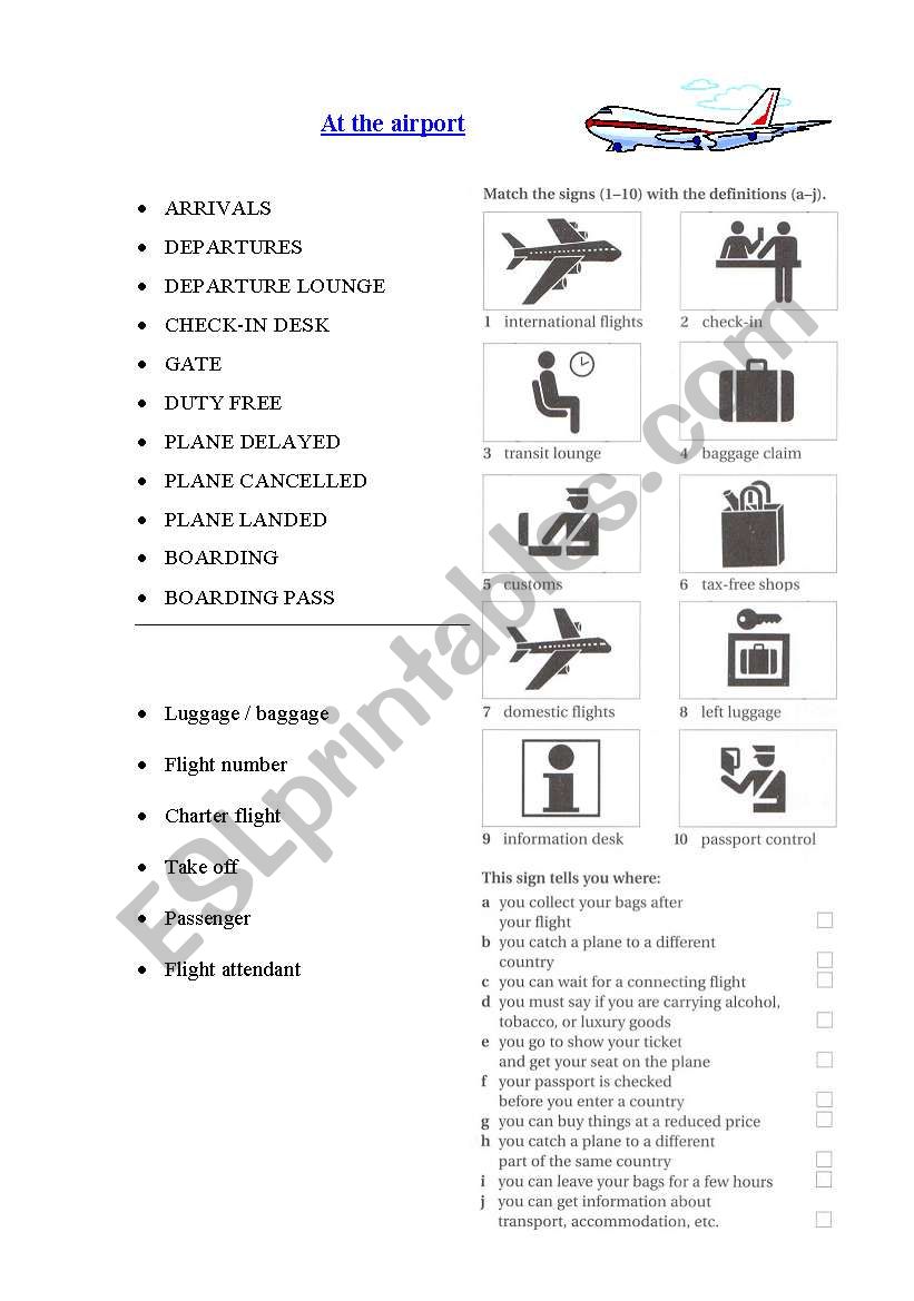 At the airport - useful vocabulary 