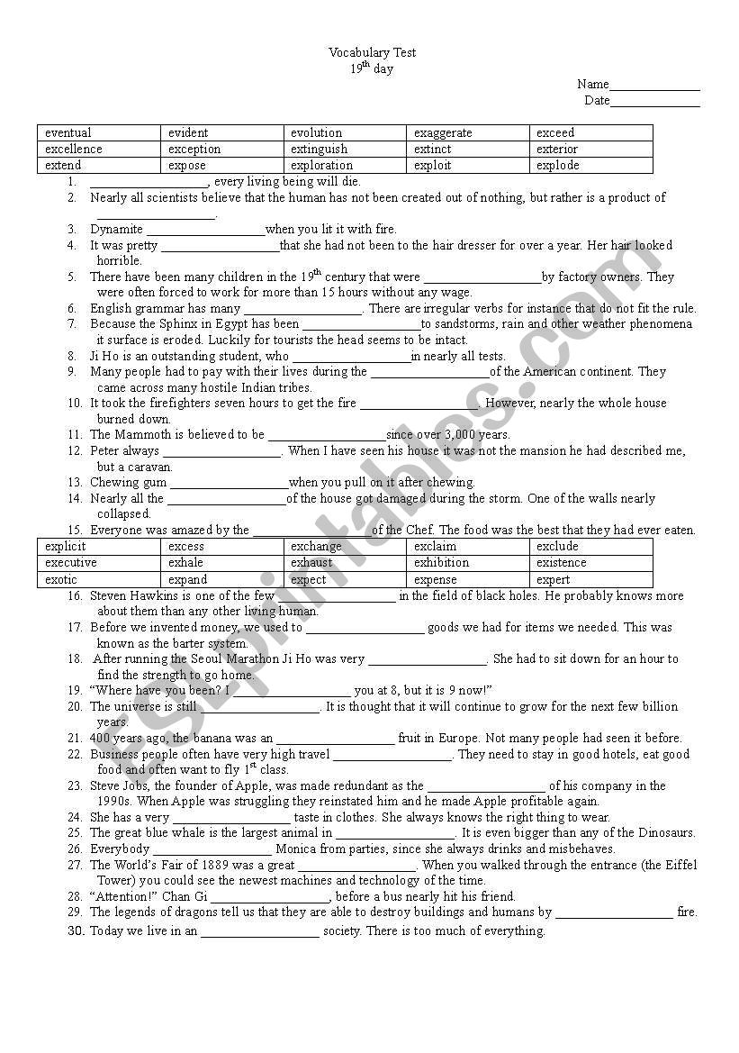 Vocabulary Test Day 19 (LinguaForum)