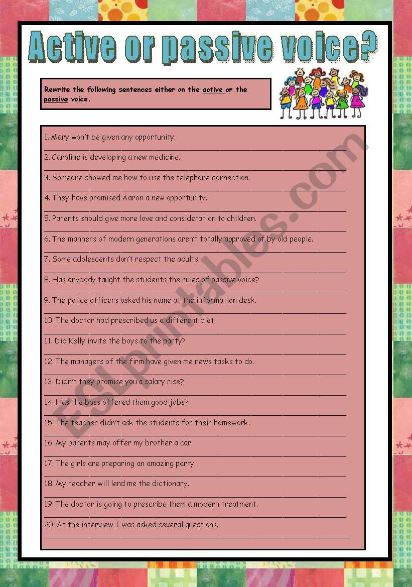 Active or passive voice worksheet