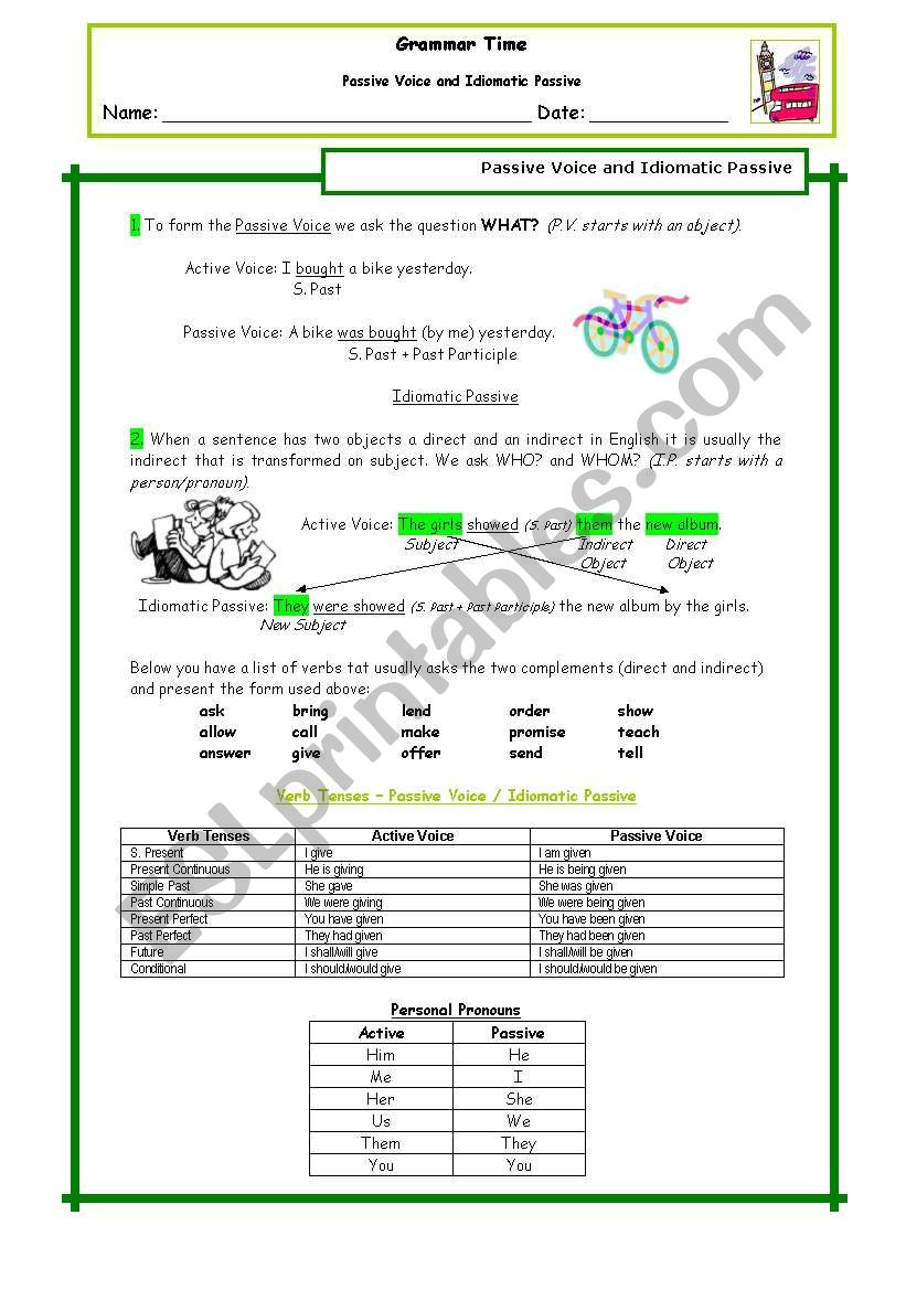 Passive Voice and Idiomatic Passive