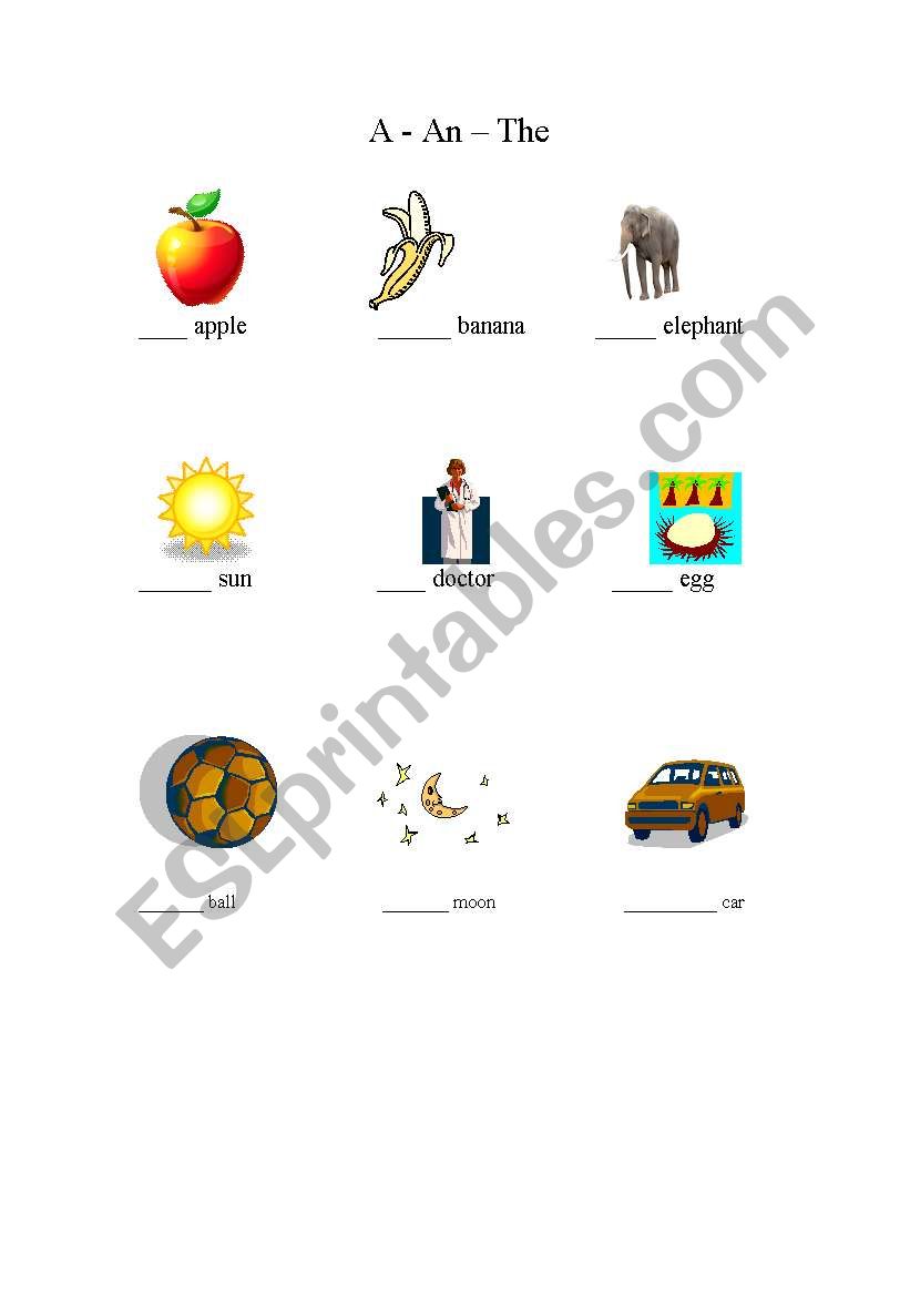 Definite/indefinite Articles worksheet