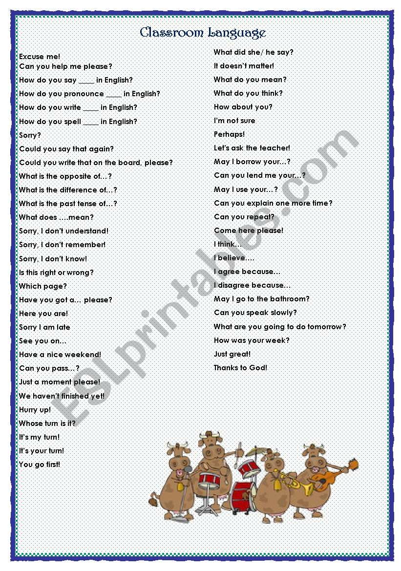 classroom language for students
