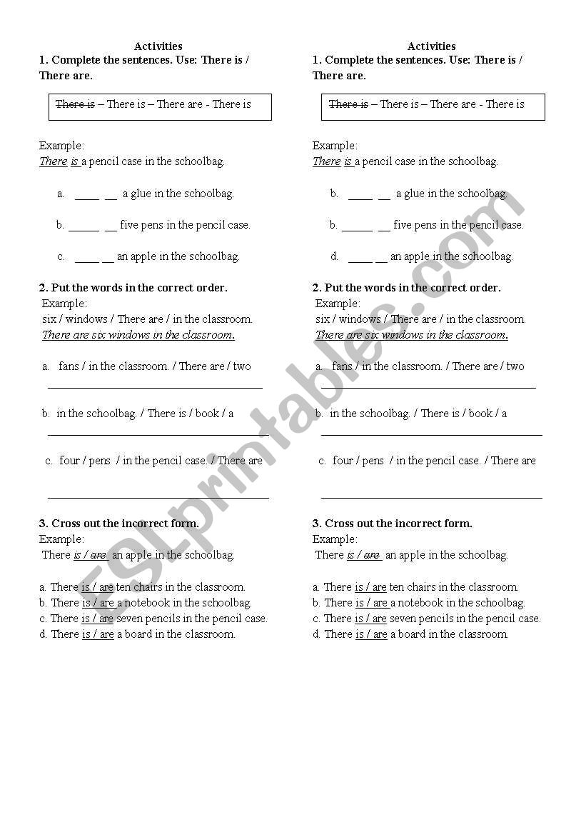 Activities: there is - are worksheet