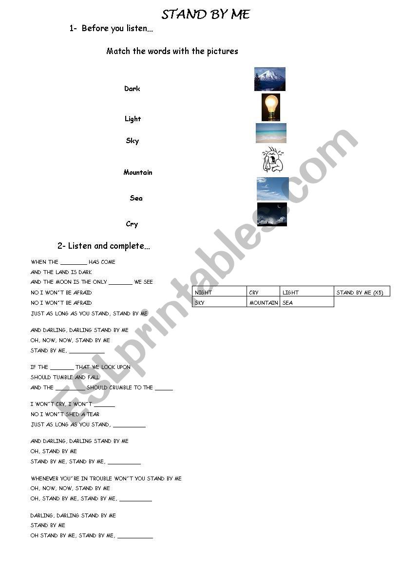 Song: Stand by me worksheet