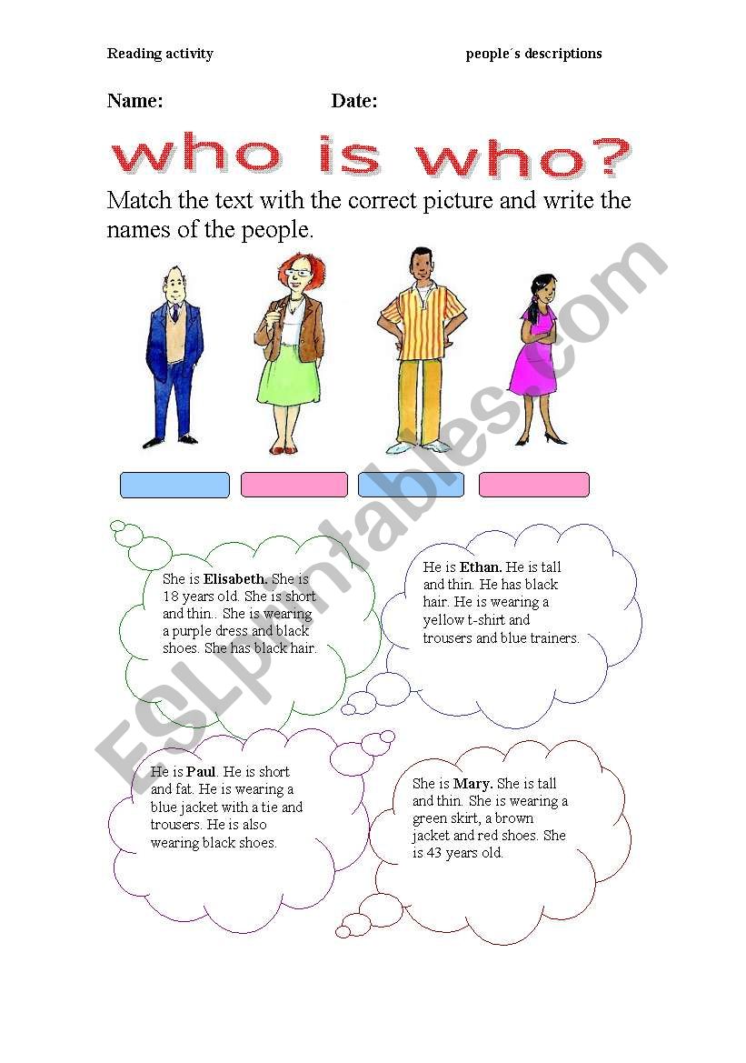 who is who worksheet