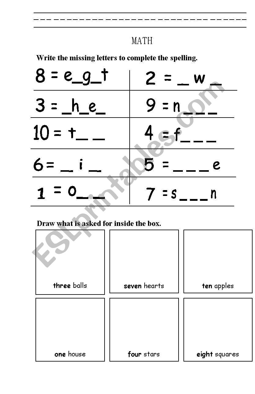 Numbers and Number Words worksheet