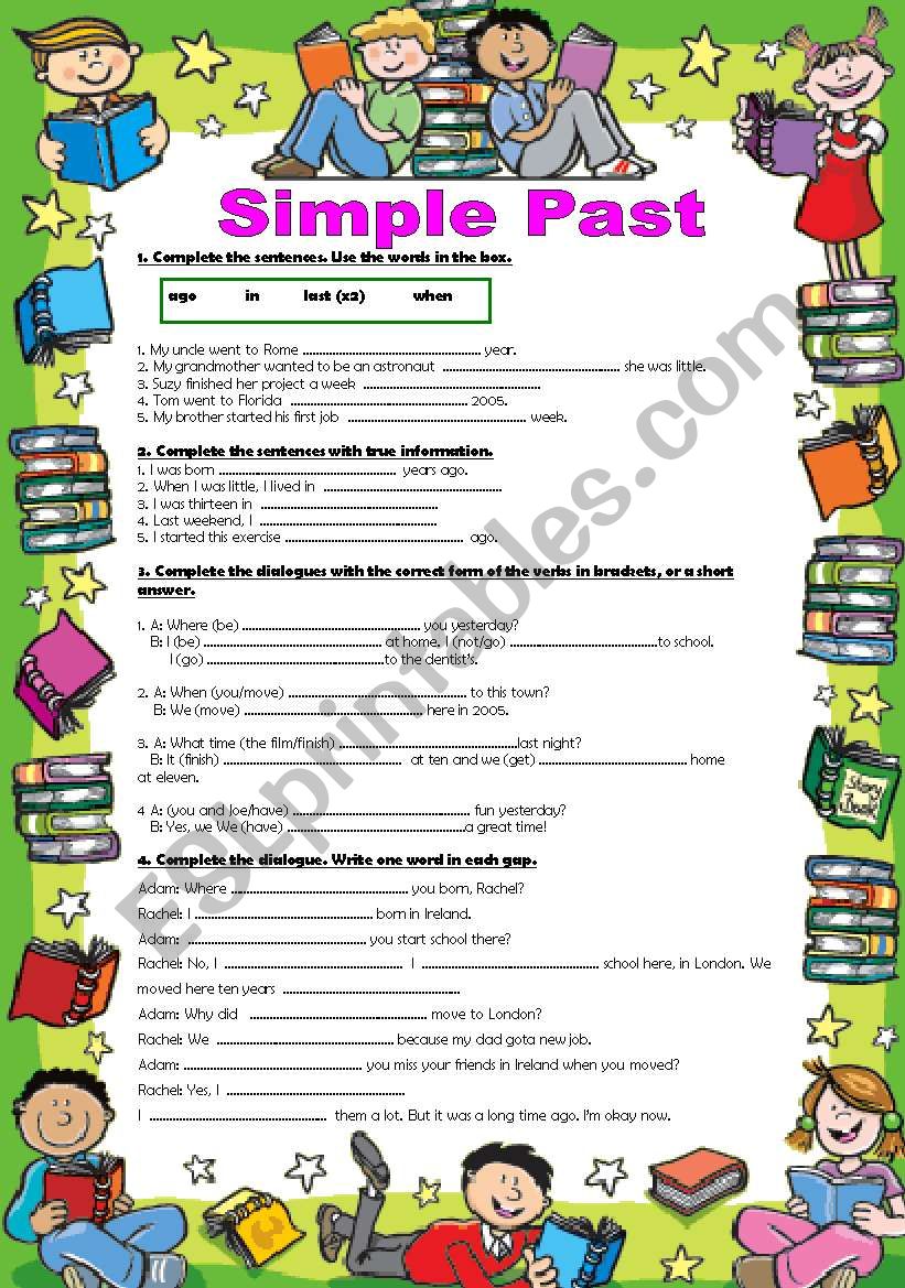 Simple Past Activities **** 4 PAGES ****