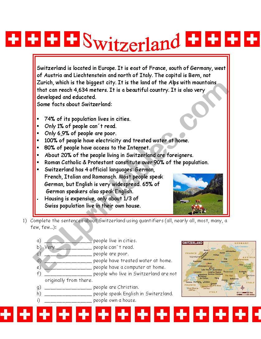 Switzerland (Quantifiers) worksheet