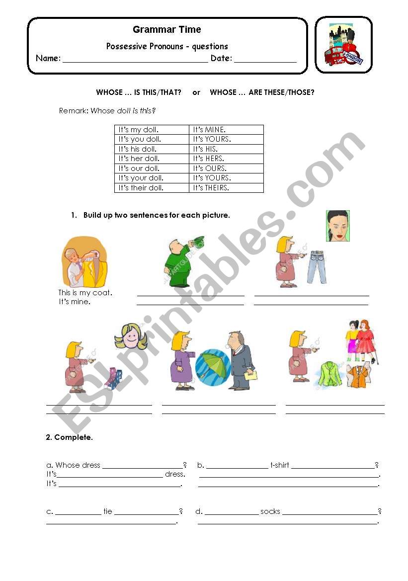 Possessive Pronouns - questions