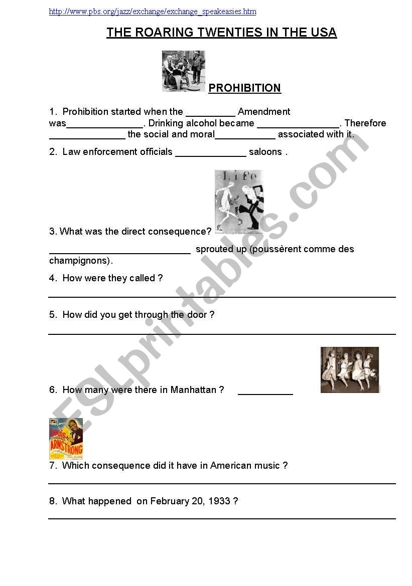 the roaring twenties worksheet