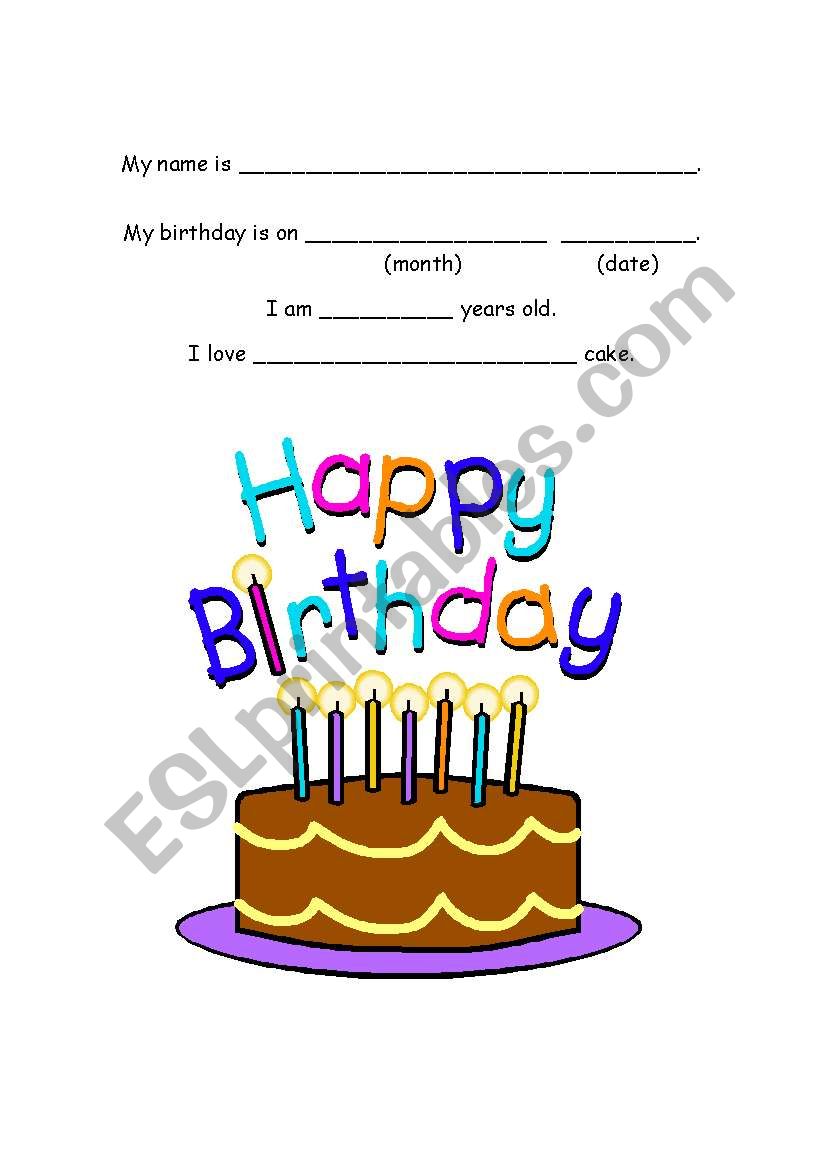 Happy birthday worksheet