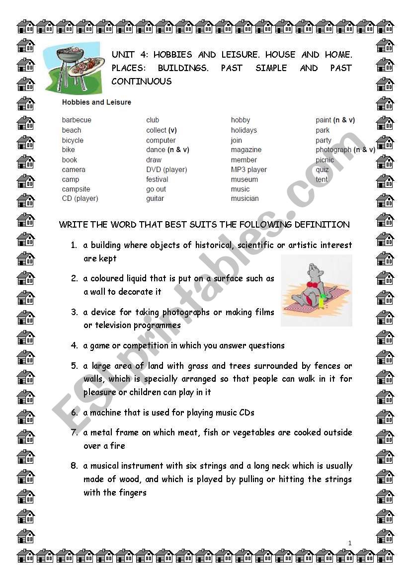 UNIT 4 (A2) HOBBIES AND LEISURE. HOUSE AND HOME. BUILDINGS