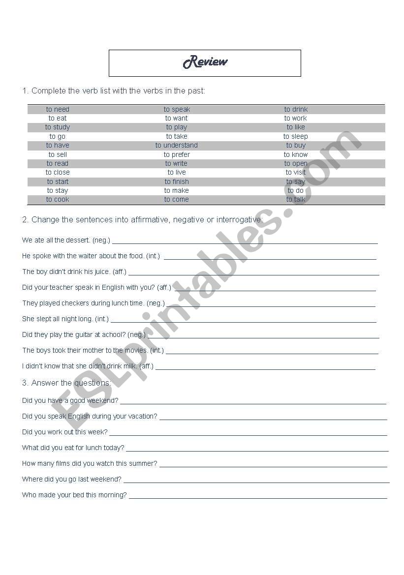 Simple Past worksheet