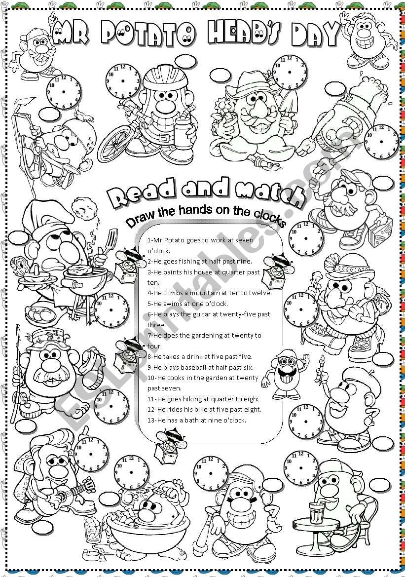 Mr. Potatos day worksheet