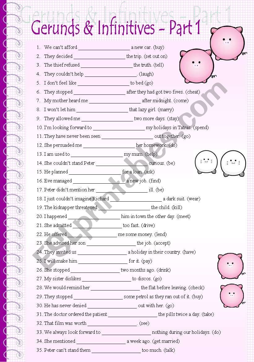 Gerunds and infinitives - Part 1