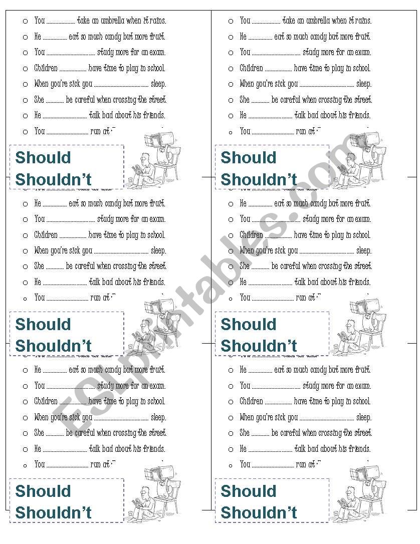 Should and shouldnÂ´t  worksheet