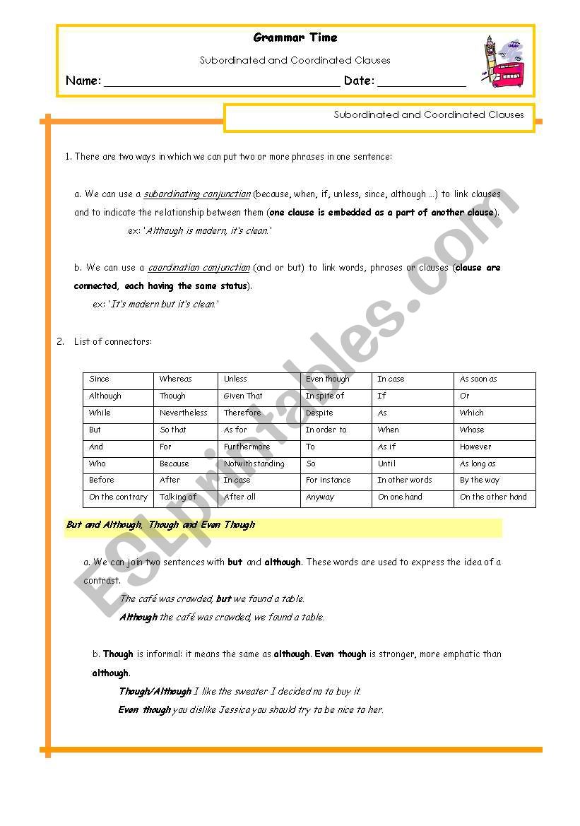 Subordinated and Coordinated Clauses