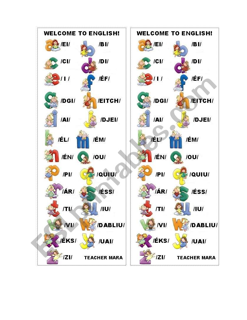 Alphabet Bookmark worksheet