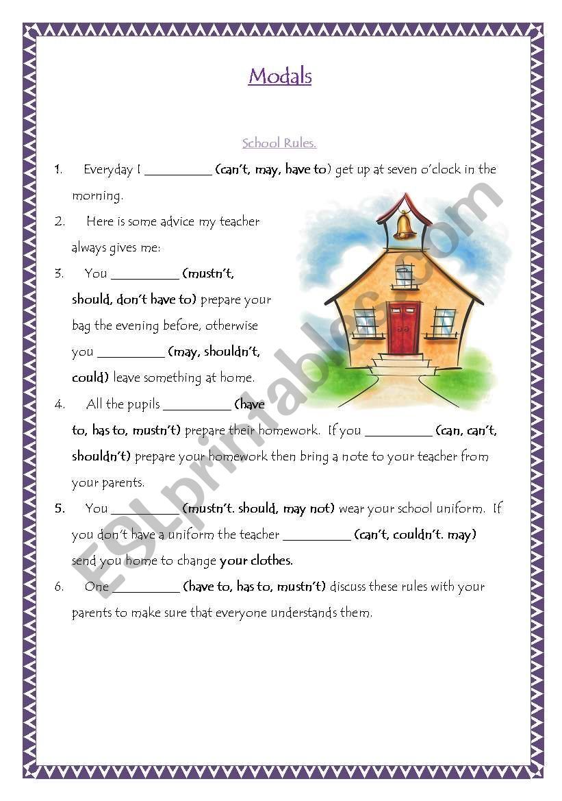 Modals- School Rules and Traffic Rules