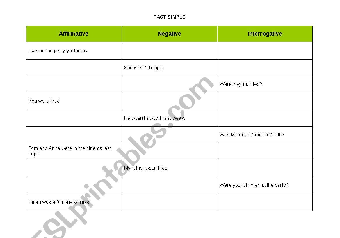 Past Simple verb drilling - To be and other verbs