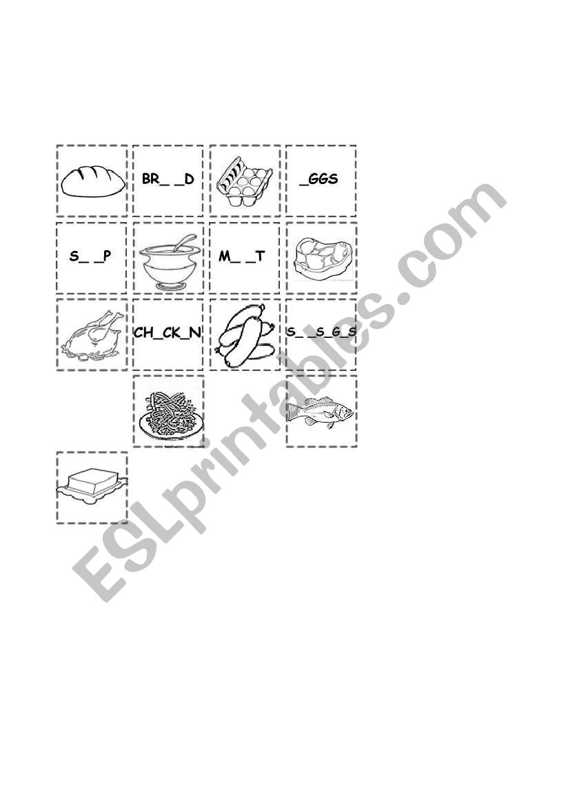 food worksheet