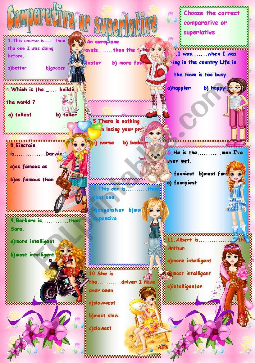 Comparative or superlative worksheet