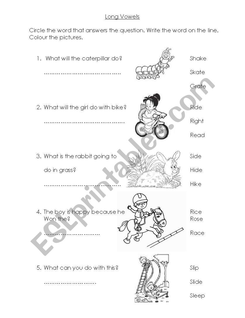 Long vowels, Compound words. worksheet