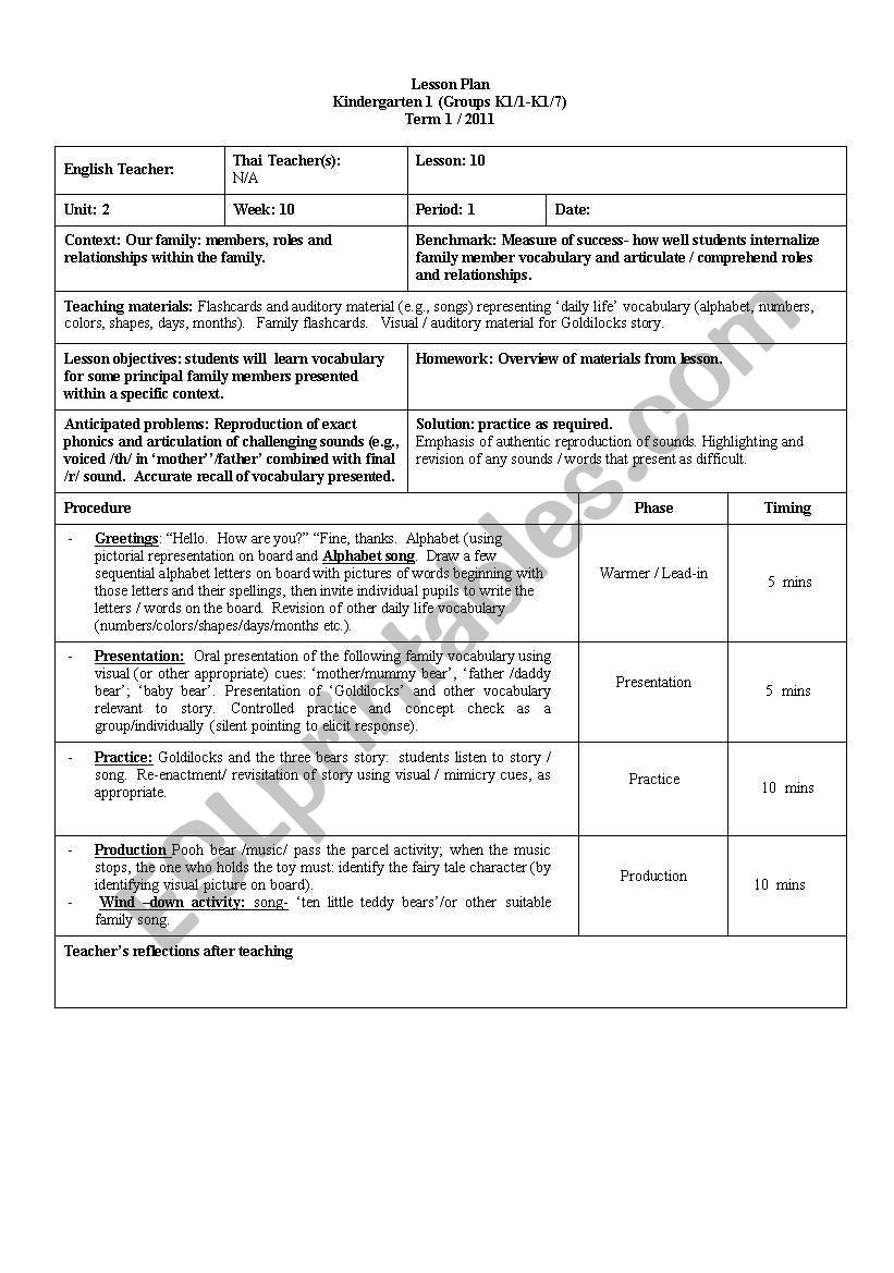 Family Members worksheet