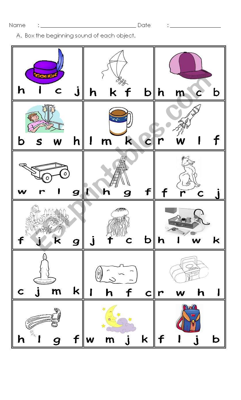 Consonant Beginning sounds worksheet