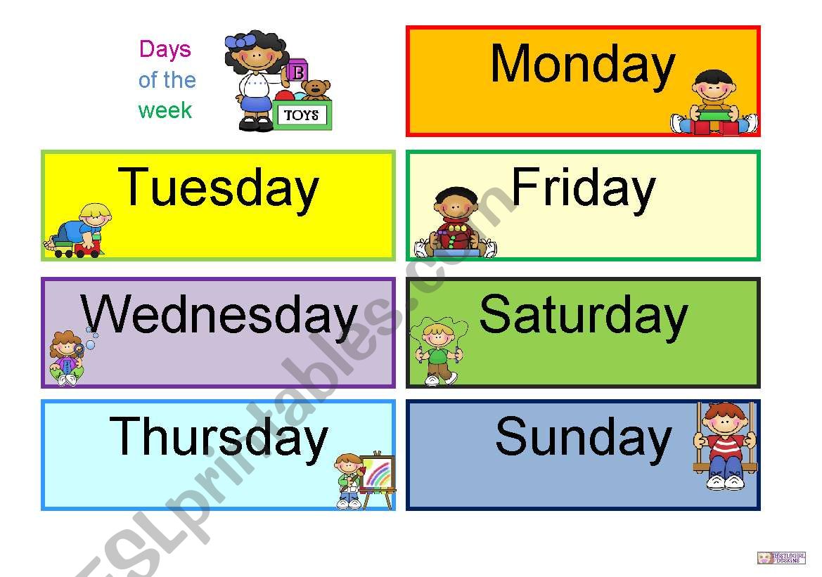 Days of the week (daily routine activity)