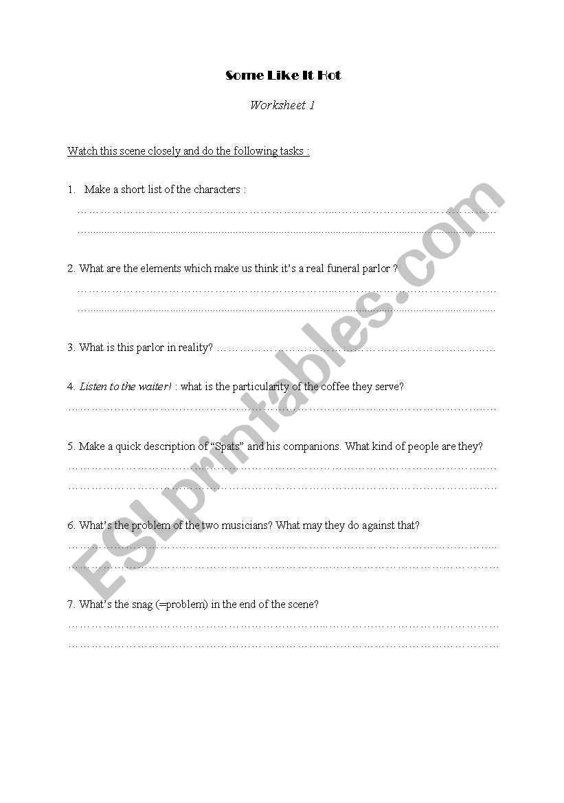 some like it hot film study worksheet