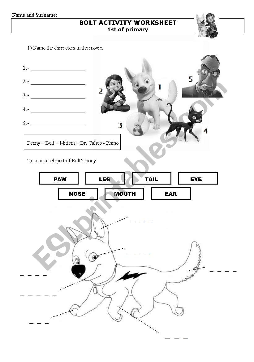 Bolt Worksheet worksheet