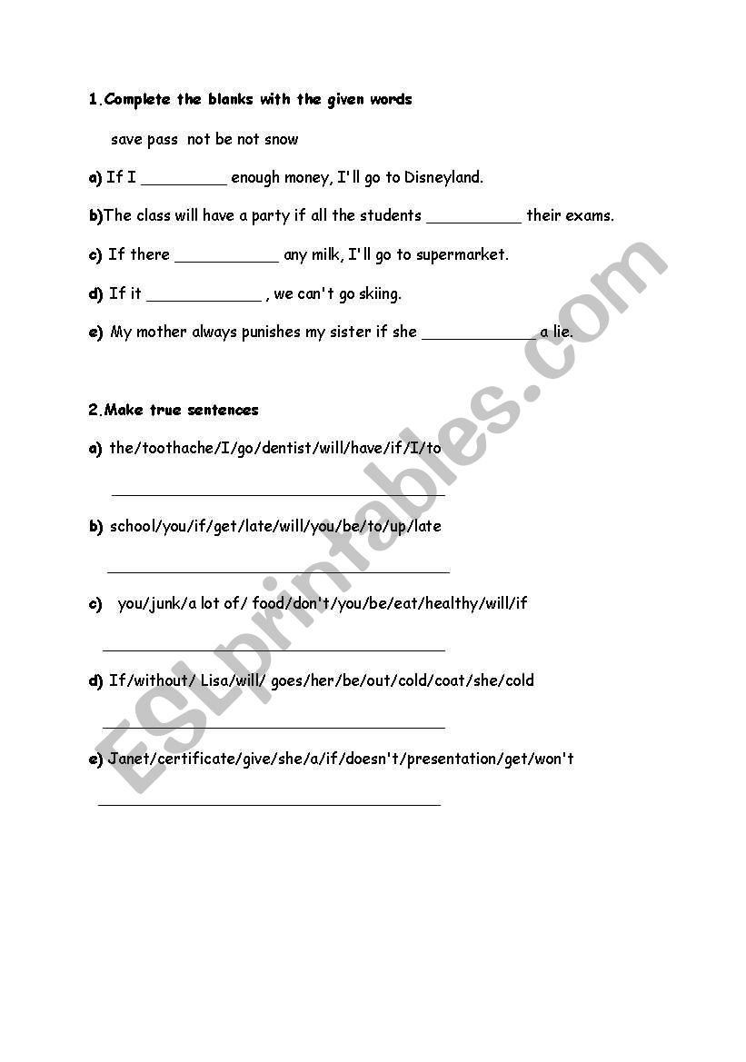if clause  worksheet